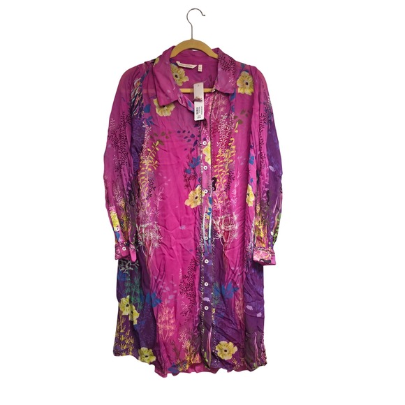 Soft Surroundings Dresses & Skirts - Soft Surroundings Shirtdress Womens PL Pink NEW Lake Garda Under The Sea Beaded